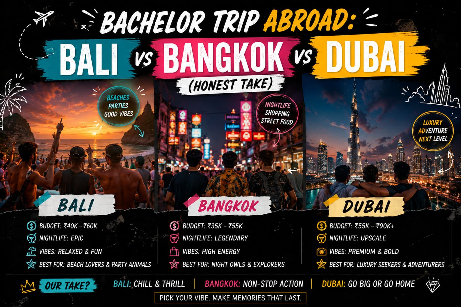 Bachelor Trip Abroad: Bali vs Bangkok vs Dubai (Honest Take)
